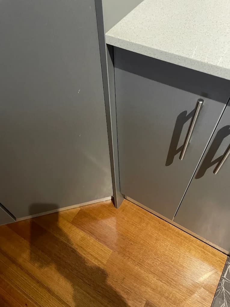 A repaired stone benchtop edge, from a customer review.